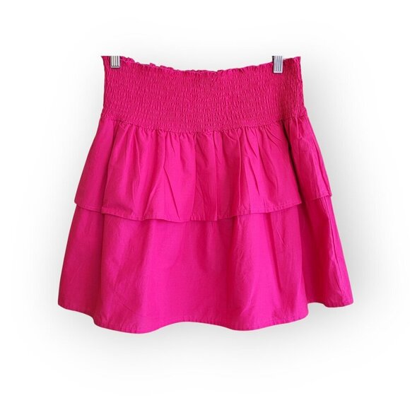 Nordstrom HT360 Collective Pink Smocked Tiered Cotton Mini Skirt Size S - Picture 8 of 11
